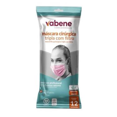 Imagem de Pacote de mascara descartavel rosa com 12uni vabene