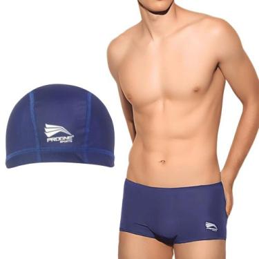 Imagem de Kit Sunga Masculina de Praia Básica Natação Lisa + Touca Progne Sports