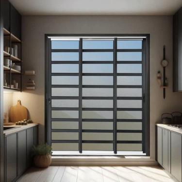 Imagem de Porta de Correr com Travessas 3 Folhas Moveis Sequenciais 210 X 120 El