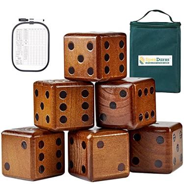Imagem de SpexDarxs Giant Yard Dice Set, 3.5’’ Large Wooden Dices Game with Scoreboard & Carrying Bag, Indoor & Outdoor Backyard Lawn Games for Teenage Adult and Family