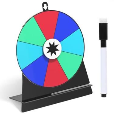 Imagem de ZHOOGE Roda giratória de 15 cm para prêmios - 8 compartimentos coloridos de mesa Roleta Spinner of Fortune Spin com marcador apagável a seco para jogo Fortune Spinning Carnaval e feira