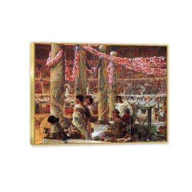 Imagem de MOBYAT Moldura dourada Caracella and Geta por Lawrence Alma Tadema Prints, reprodução de pintura a óleo, impressão giclée em tela, arte de parede pronta para pendurar para decoração de quarto de casa.