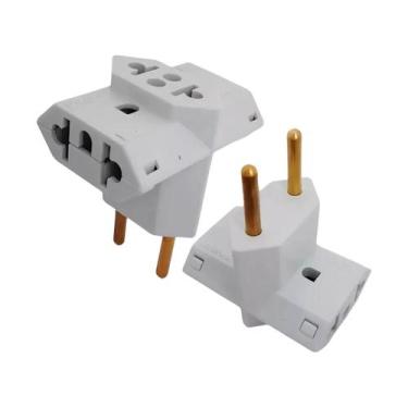 Imagem de Kit 2 Adaptador Tomada T Benjamim 3 Pinos Bivolt 10/20 Amperes - Eletr