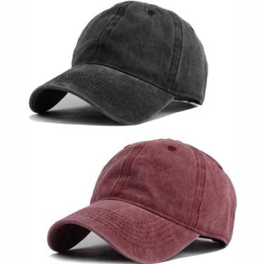 Imagem de Boné Aba Curva Sarja Lavado Liso Old Desbotado Praia Dad Hat 2 Unidade