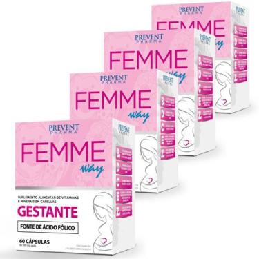 Imagem de Acido folico + vit e minerais 240cps femme way gestante prevent pharma