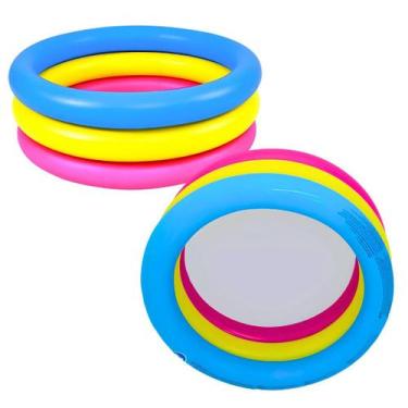 Imagem de Piscina Inflável Infantil Redonda 88l Colorida Com 3 Anéis - Wellmix