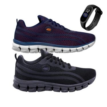 Imagem de Kit 2 Tênis Gmm Shoes Para Treino Academia Resistente Caminhada + Relógio Masculino-Masculino