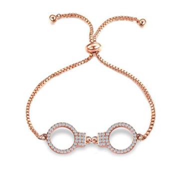 Imagem de HOLLP Pulseira simples para melhor amiga joia presente cristal algema corrente ajustável presente para irmã amiga, Ouro rosa, 5 5 inch