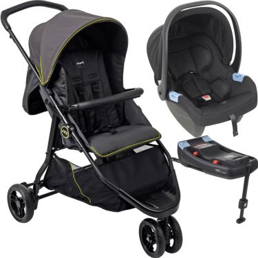 Imagem de Carrinho CR3 Gray Neon com Bebe Conforto Base isofix Burigotto