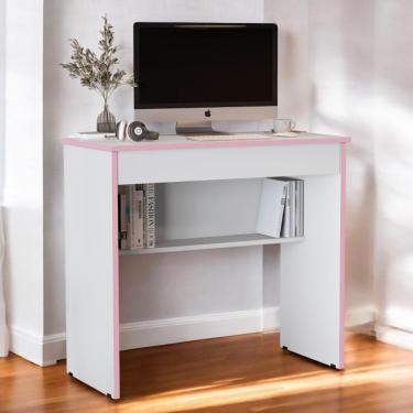 Imagem de Mesa Escritório 1 Gaveta Columbus 2.0 Branco Rosa