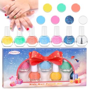 Imagem de wakaniya Esmalte infantil para meninas, conjunto de mini esmaltes com kit de esmalte transparente não tóxico, à base de água, secagem rápida, baixo odor, conjunto de esmaltes para crianças a partir de