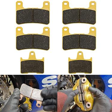 Imagem de Sunluway Pastilhas de freio dianteiras e traseiras para Suzuki GSXR600/GSXR750 2004-2005 / GSXR1000 2004-2006 Pastilhas de freio a disco de cerâmica de substituição (3 conjuntos)