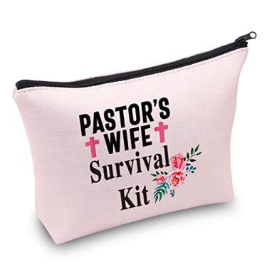 Imagem de PXTIDY Kit de sobrevivência da esposa do pastor religioso presente para esposa bolsa cosmética rosa presente de esposa do pastor presente de apreciação da esposa do pastor, rosa, Tendência