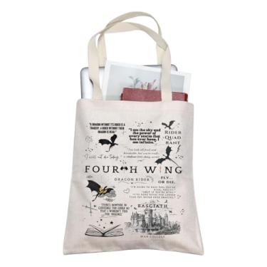 Imagem de JNIAP Sacola inspirada na quarta asa Dragon Rider presente Basgiath War College Dragon Rider presente fantasia livro presente Dragon Rider Tote (bolsa de dragão voador)