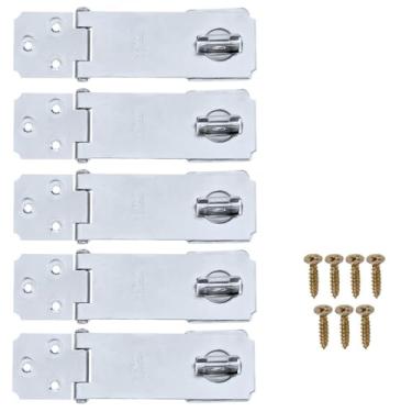 Imagem de Dobradiça Porta Cadeado Fecho Trinco Zincado 5,5" Para Portão Gaveta Armário | Silvana | Kit 05 Un
