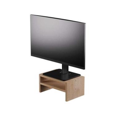 Imagem de Base Suporte para Monitor Apoio de Mesa Madeira Carvalho - Mercado das