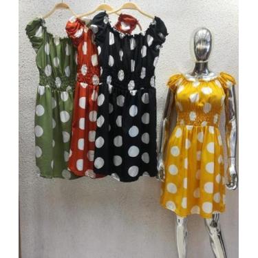 Imagem de Vestido Curto Ciganinha Elastéx Poá Pura Magia, Preto, GG