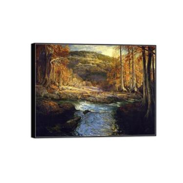 Imagem de MUHJDYC Imagem de paisagem famosa pintura de parede - impressões em tela com moldura preta para sala de estar decoração de parede moderna pronta para pendurar (fluxo da floresta) 20x25cm-8x10in