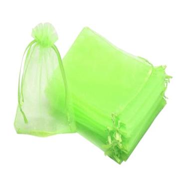 Imagem de IEUDNS Sacos de rede de frutas de 100x Bolsas de capa de frutas Protetores leves Mesh Saco de presente barreira para mangas Flores de romã, Verde