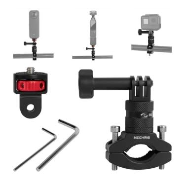 Imagem de Mechrig Suporte de guidão giratório de 360° de alumínio durável para GoPro Hero 13/12/11, Insta360 X4/X3, DJI OSMO Action, AKASO e câmeras de ação - Braçadeira segura para bicicleta e motocicleta