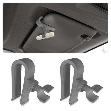 Imagem de Suporte de batom de carro com 2 peças para viseira solar – Protetor labial organizador para mulheres motoristas, lindo armazenamento de batom para interior de carro (cinza)