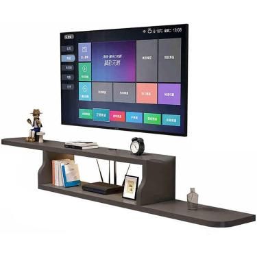 Imagem de Suporte De Tv Flutuante Wjx, Console De Mídia Com Prateleira De Armazenamento, Armário De Tv Montado Na Parede, Suportes De Televisão, Prateleira Montada Na Par, Grey, 100x20x15cm