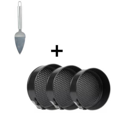 Imagem de Jogo de Formas Fundo Removível + Espátula de Cortar Bolo - Wincy Casa