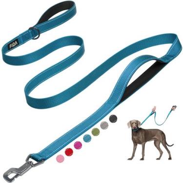 Imagem de Coleira para cães Fida Heavy Duty de 6 pés com 2 alças acolchoadas azu