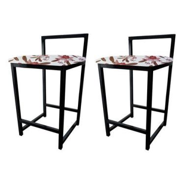 Imagem de Kit 2 Banqueta Baixa Quadrada Industrial Cozinha Balcão Bar - Moveraço