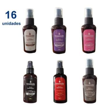Imagem de Kit 16 Cheirinho Carro Aromatizador Automotivo Aromatizante Spray 60ml