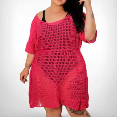 Imagem de Saída De Praia Plus Size Manga Curta Tricot Luxo Moda Verão - Swiss Bo