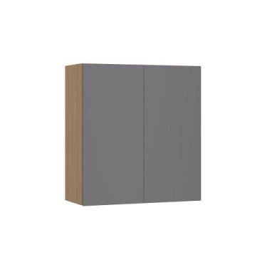 Imagem de Armário Aéreo 80cm 2 Portas Slim Luciane Móveis, Freijó/Cinza Puro