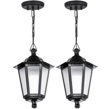 Imagem de Kit 2 Pendentes Luminária Teto Gregos Colonial Clássica Vintage Retro Preto E27