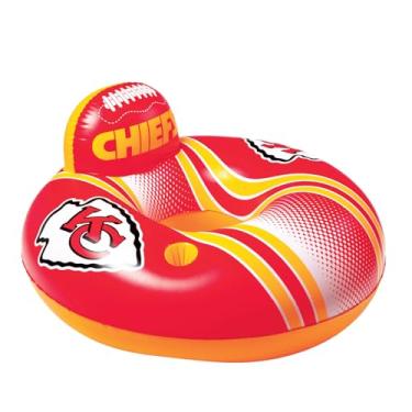 Imagem de BigMouth Boias infláveis de piscina Kansas City Chiefs de 106 cm oficialmente licenciadas pela NFL Fan Gear Merchandise Back Support Tubo interno para adultos e adolescentes