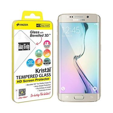Imagem de Amzer Kristal Protetor de tela transparente de vidro temperado HD Edge-2-Edge para Samsung Galaxy S6 Edge SM-G925F - Embalagem de varejo