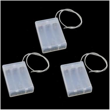 Imagem de Bxian 3 peças 69 x 48 x 18 mm caixa de bateria regular AA transparente com fio e interruptor para brinquedo elétrico DIY e corda de luz
