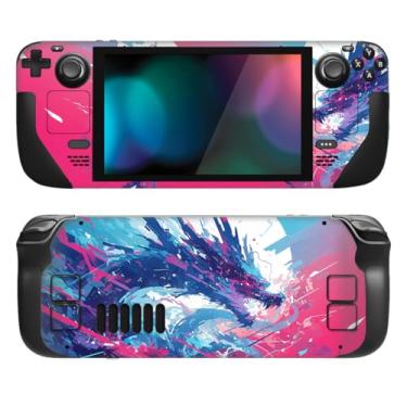 Imagem de PlayVital Conjunto completo de decalque de película protetora para Steam Deck LCD, adesivos personalizados capa de vinil para Steam Deck OLED - Neon Dragoon