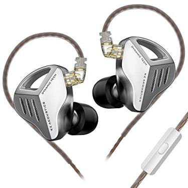 Imagem de Fones de ouvido intra-auriculares KZ ZVX Dynamic Driver Hi-Fi, cabo destacável de 0,75 mm, fones de ouvido audiphile IEM esportivos, com fio para música (prata, com microfone)