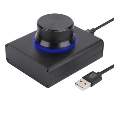 Imagem de DROK Botão de volume USB, alto-falante de computador de PC grande, botão de controle de volume USB externo com função de mudo de 1 tecla compatível com Win7 8 10 XP Mac Vista Android, preto