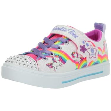 Imagem de Skechers Girl's, Twinkle Toes: Twinkle Sparks - Tênis Jumpin' Clouds - Criança pequena, Branco/Multi, 1.5 Little Kid