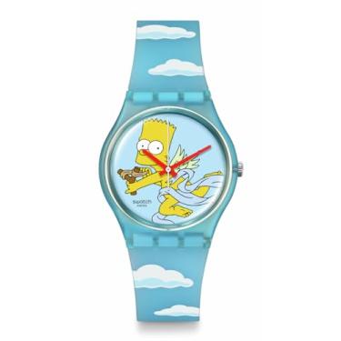 Imagem de Swatch Relógio Simpsons Azul Unissex Casual Bio-fonte Quartzo Sweet Embrace, Azul, Os Simpsons