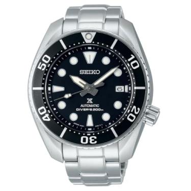 Imagem de SEIKO Relógio masculino de aço inoxidável com mostrador preto automático SPB101J1 da Prospex
