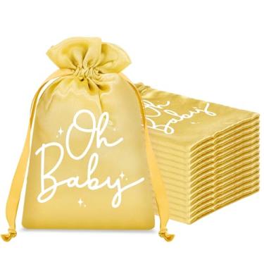 Imagem de Sweetude 25 peças de sacos de lembrancinha de chá de bebê para meninas e meninos com cordão, pequenos sacos de chá de bebê de cetim para convidados, 12 x 18 cm, material de festa neutro revelador de