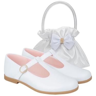 Imagem de Kit Sapatilha Social Feminina Boneca Infanto Juvenil e Adulta com Bolsa Tiracolo de Cetim (Branca, BR, Adulto, Numérico, 37)