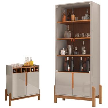 Imagem de Barzinho 2 Portas 50522 E Cristaleira Para Sala 50519 Off White Cedro Dcasa Off White Cedro