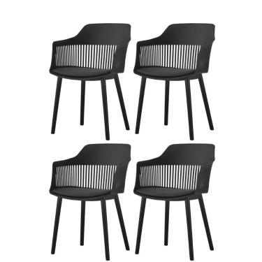 Imagem de Kit 4 Cadeiras Marcela Rivatti Almofada Em Pu Polipropileno Preto