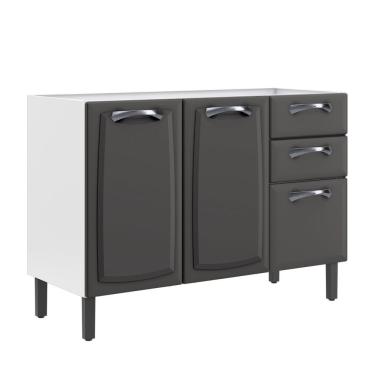 Imagem de Balcão 120Cm 3 Portas E 2 Gavetas Sem Tampo New Premium Itatiaia Grafite/Branco