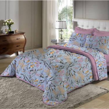 Imagem de Edredom Em Malha Queen Floral Azul
