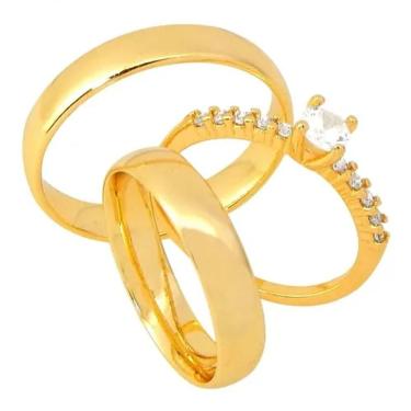 Imagem de Par De Alianças 4mm Tradicional Abaulada E Aparador