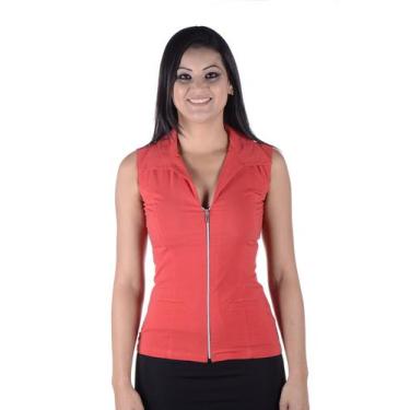 Imagem de Blusa Feminina Profissional em Tecido de Poplin sem Manga - Vemelho - 